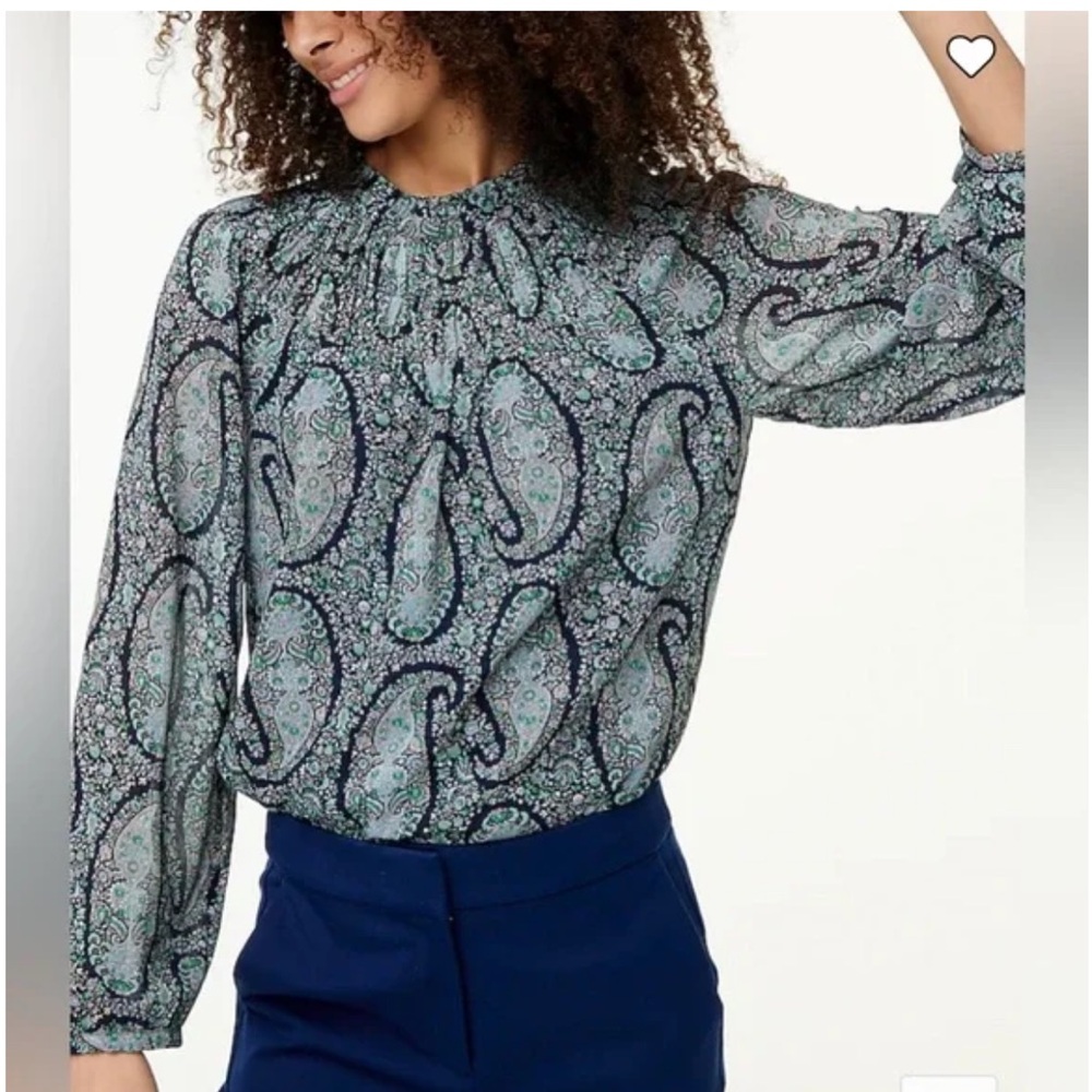 J. Crew Printed‎ Smocked blouse. Worn once. Excellent condition